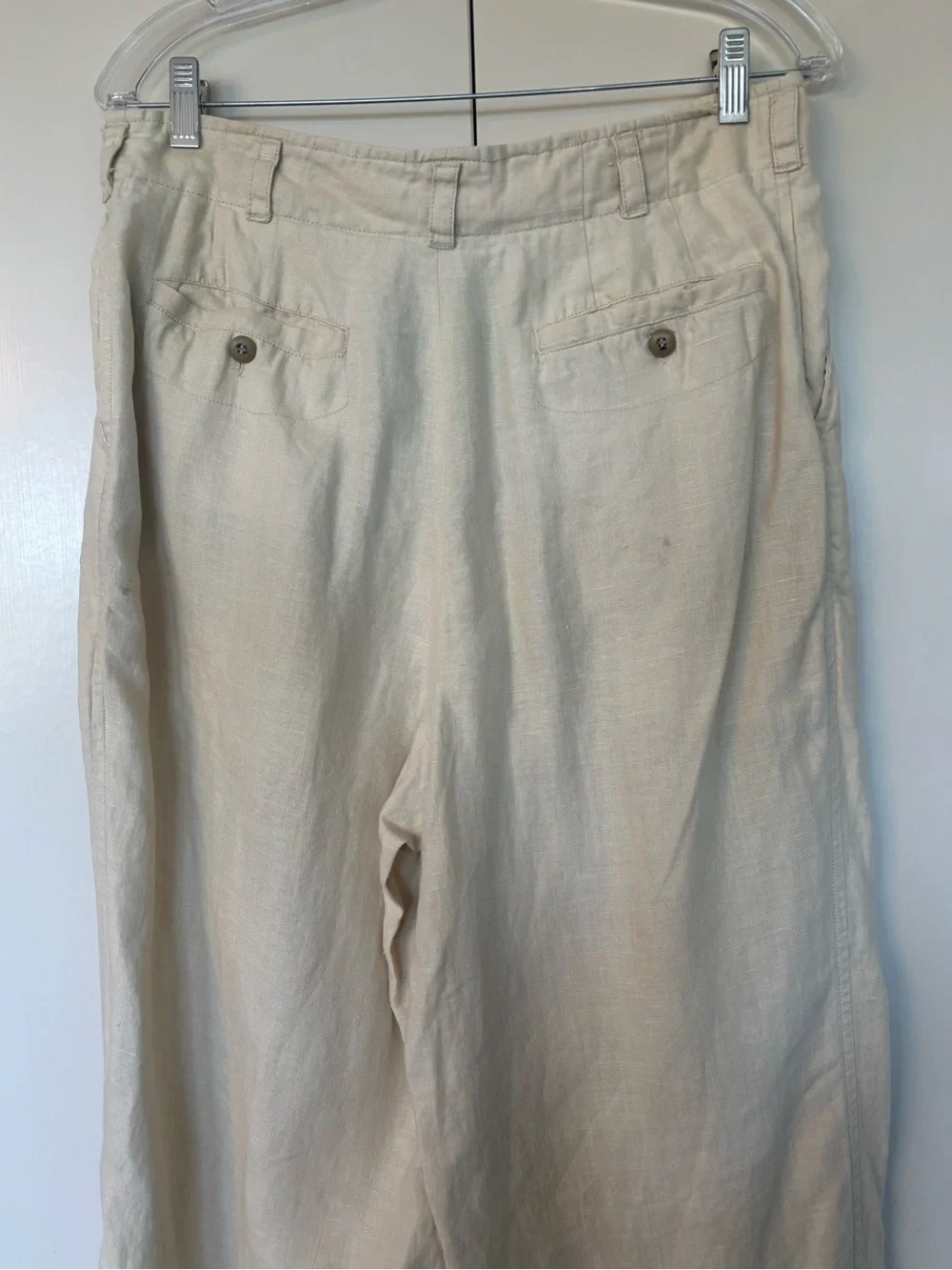 Vintage Beige Axis Men's Linen-Blend Pleated Chinos